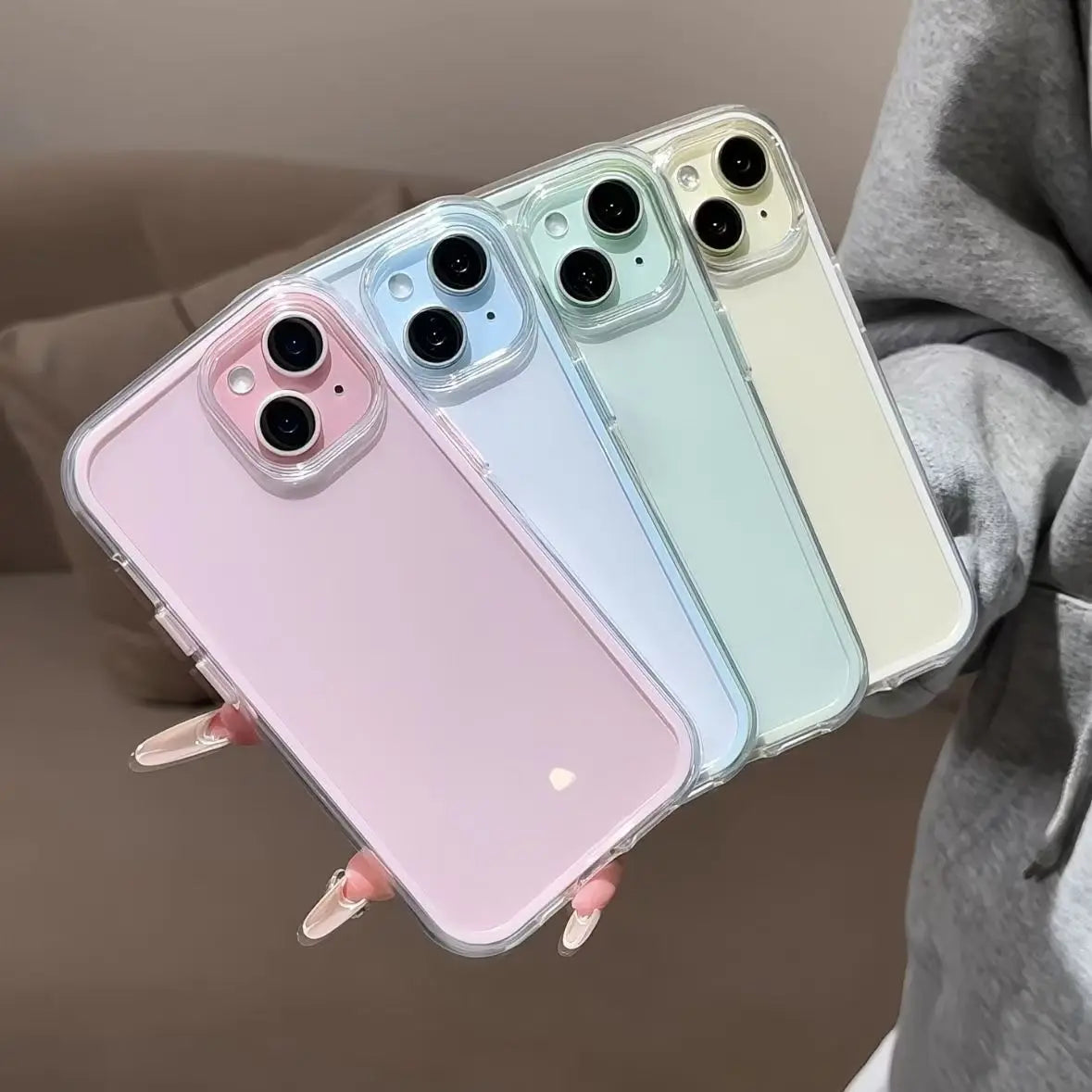 Candy Color Frame Clear Protective Case