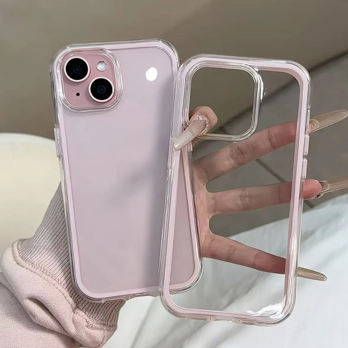Candy Color Frame Clear Protective Case