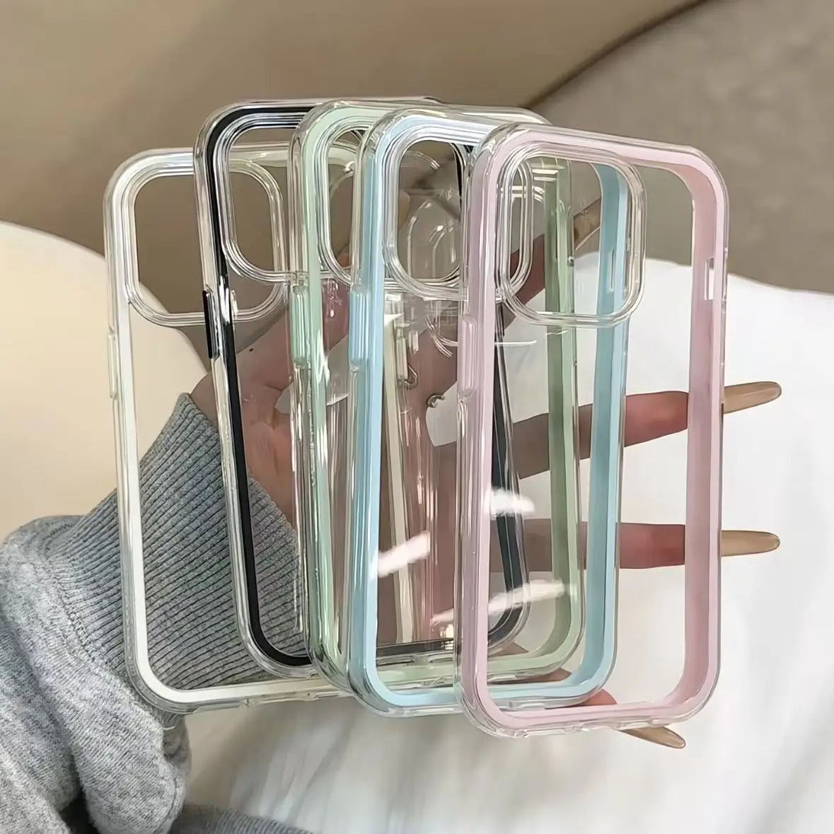 Candy Color Frame Clear Protective Case